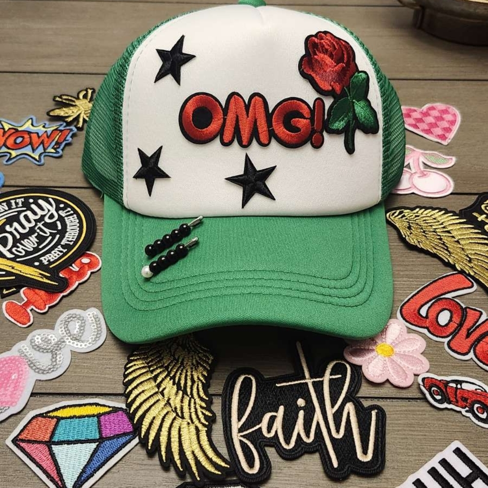 Green and White OMG! Embroidered Cap